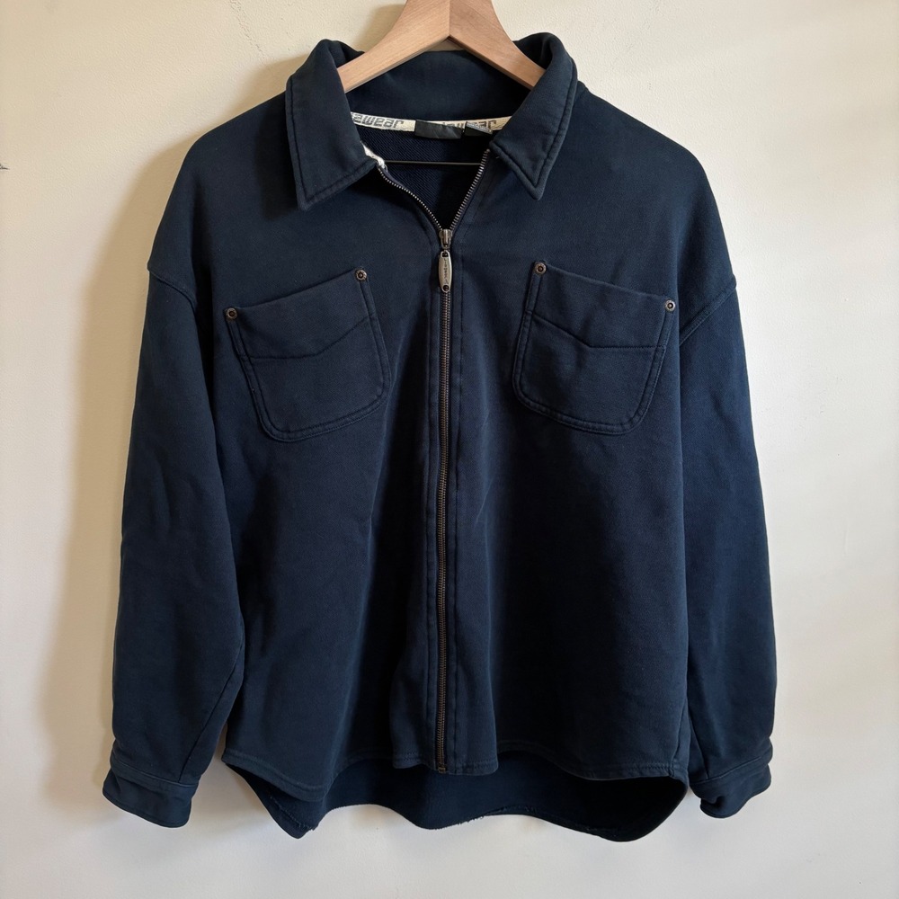 Lizwear Petite Navy Blue Full Zip Cotton Jacket Sweatshirt Large P L Large